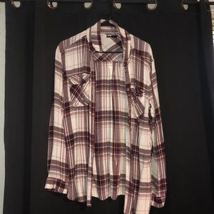 White and burgundy flannel